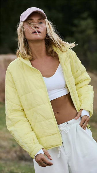 Lime Yellow Quilted Puffer Jacket