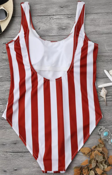 Red Stripe One Piece Swimsuits