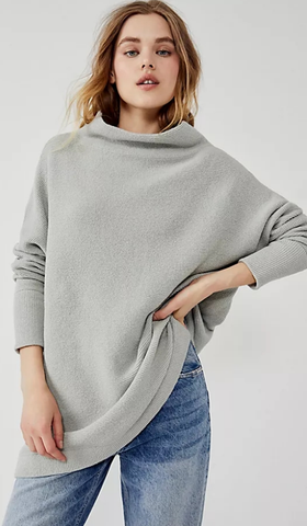 Light Grey Knit Tunic Sweater