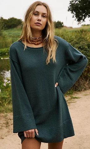 Green Knit Tunic Sweater