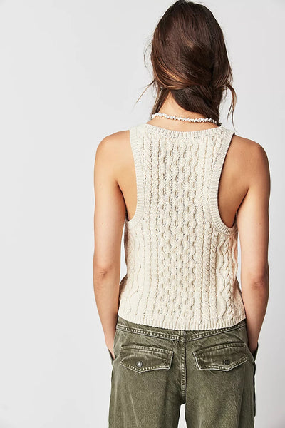 Beige Cable Knit Tank Top