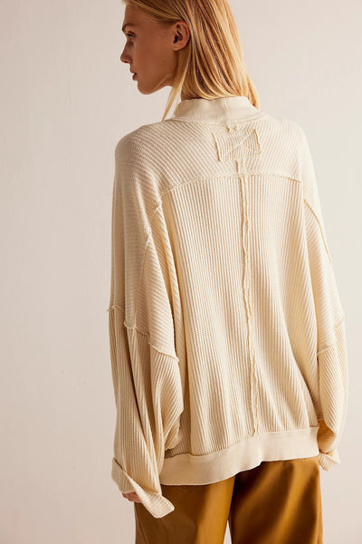 Cream Ribbed Knit Sweater