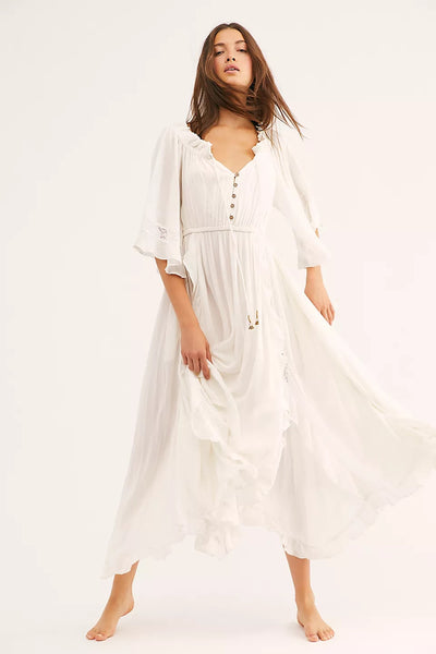 White Withdraw Midi Dress