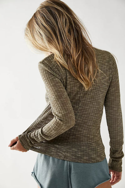 Olive Green Knit Long Sleeves Top
