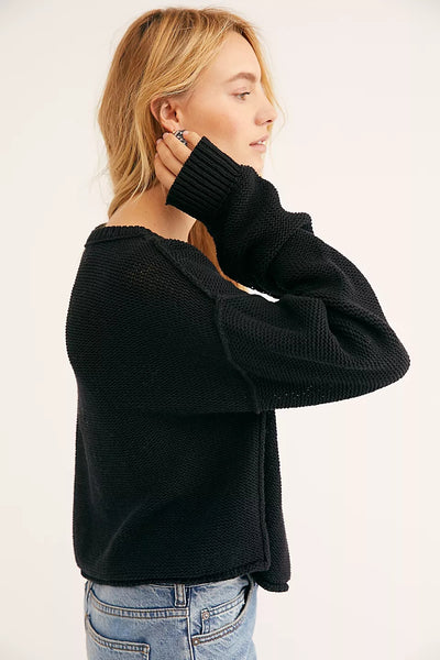 Black Solid Knit Sweater