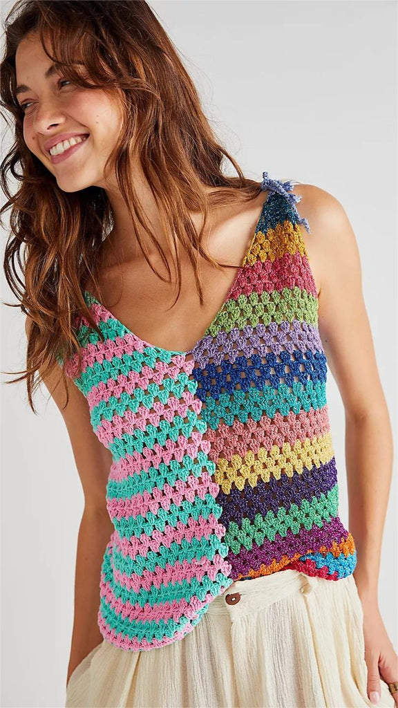 Multicolor Crochet Knit Tank Top