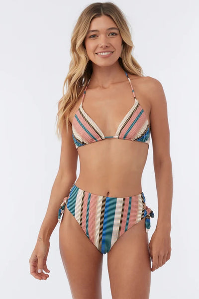 Striped Triangle Halter Bikini Top