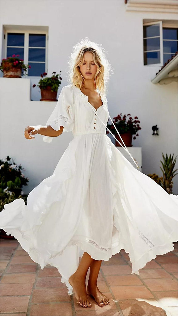 White Withdraw Midi Dress