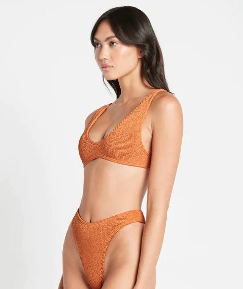 Orange Scoop Neckline Bikini Sets