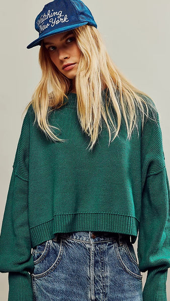 Hunter Green Ribbed Knit Sweater