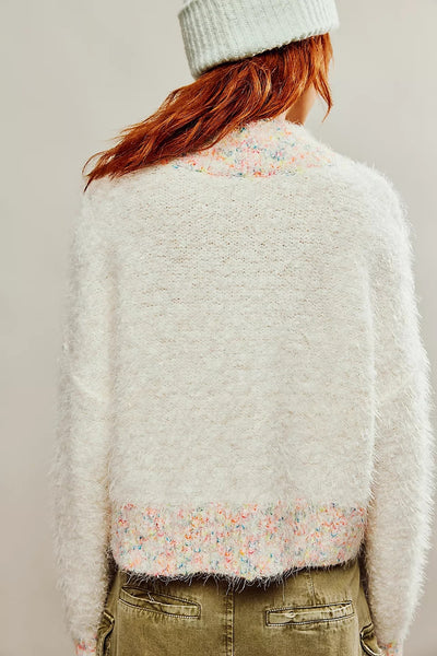 White Drop Shoulder Knit Sweater
