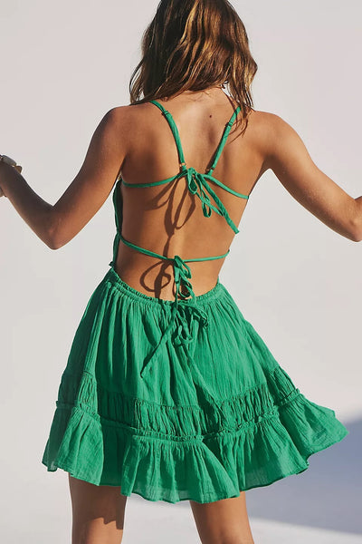 Green Backless Mini Dress