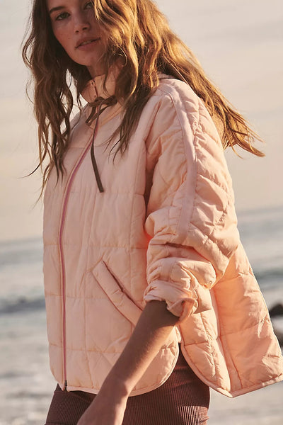 Blush Pink Quilted Puffer Jacket