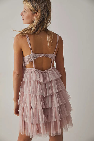 Blush Tulle Tiered Mini Dress