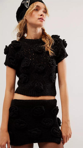 Black Crochet Lace Crop Top