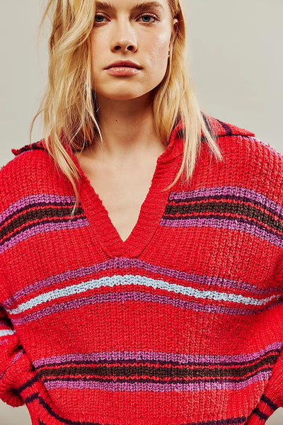 Red Striped Knit Sweater