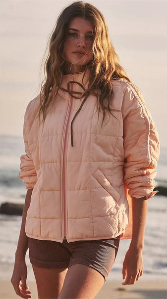 Blush Pink Quilted Puffer Jacket