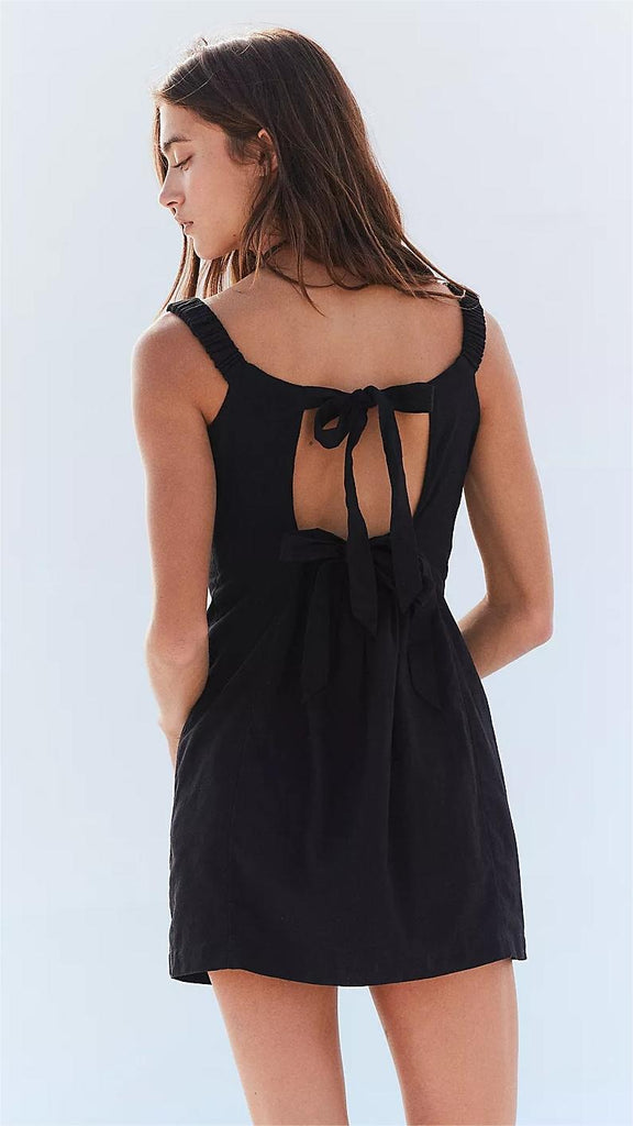 Black Back-Tie Sleeveless Mini Dress