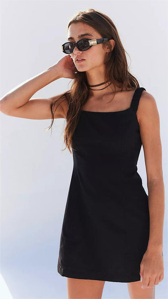 Black Back-Tie Sleeveless Mini Dress