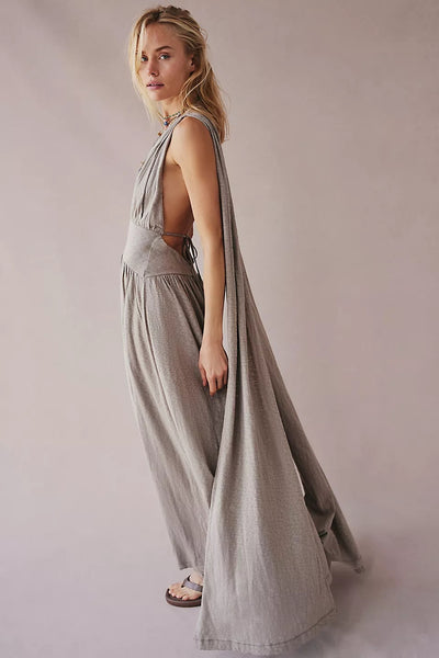 Grey Halter Maxi Dress