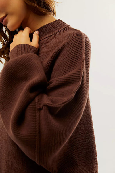 Brown Ribbed Knit Sweater