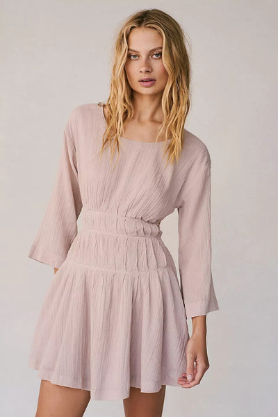 Blush Long Sleeves Mini Dress