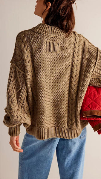 Olive Green Cable Knit Sweater
