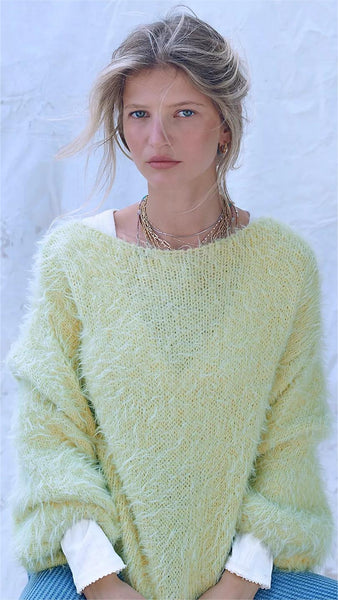 Lime Yellow Flurry Knit Sweater