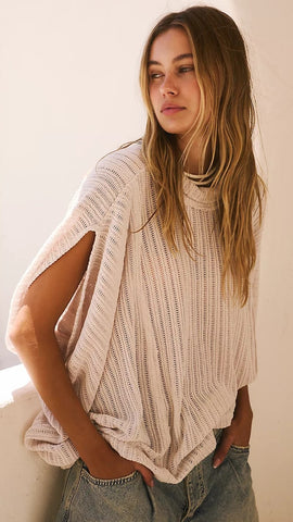 White Ribbed Knit Cold Shoulder Sweater