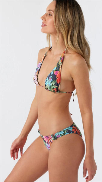 Multicolor Floral Triangle Halter Bikini Top