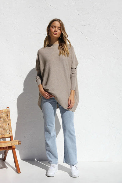 Taupe Slouchy Knit Sweater