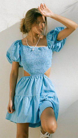 Blue Cutout Mini Dress