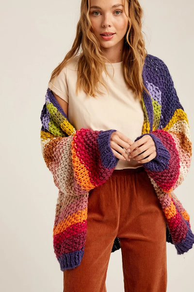 Rainbow Crochet Knit Cardigan