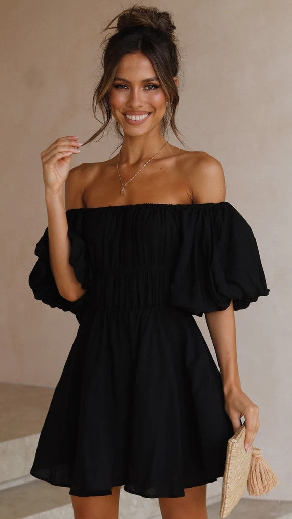 Black Off Shoulder Mini Dress