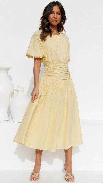 Sweet Yellow Midi Dress