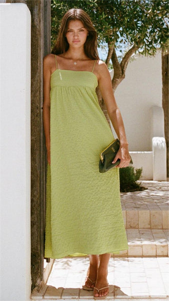 Green Slip Midi Dress